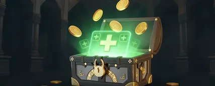 HeroSpin treasure chest with flying gold coins
