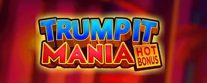 HeroSpin Trump It Mania Hot Bonus slot game banner with bold symbols