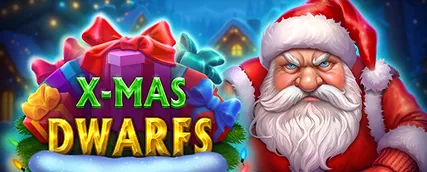 HeroSpin Christmas Dwarfs slot game banner with Santa and festive theme